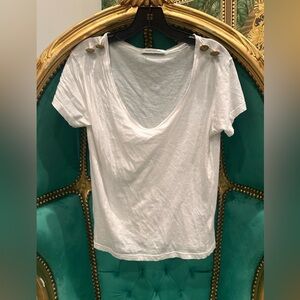 Pierre Balmain Classic White Short Sleeve Tee, Size 38 (US 6), Never Worn